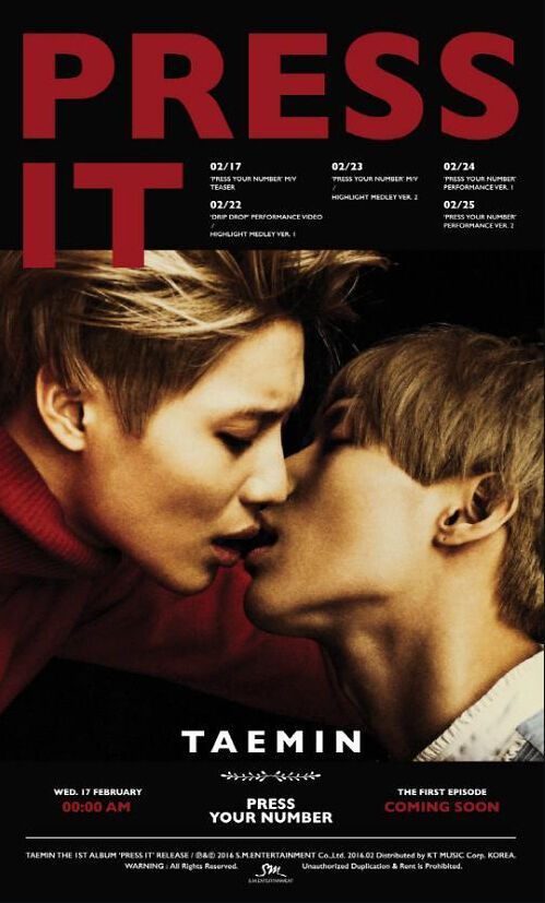 SHINEE TAEMIN - [PRESS IT] (1st Album 4 Cover SET