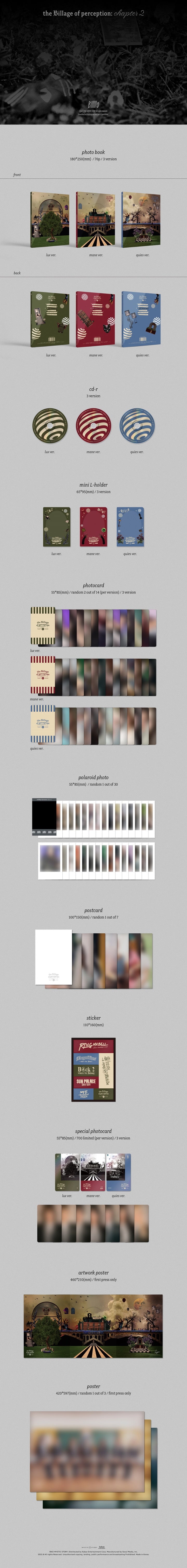 1 CD
1 Photo Book (76 pages)
1 Mini L-holder
2 Photo Cards (random out of 14 types)
1 Polaroid Photo (random out of 30 typ...