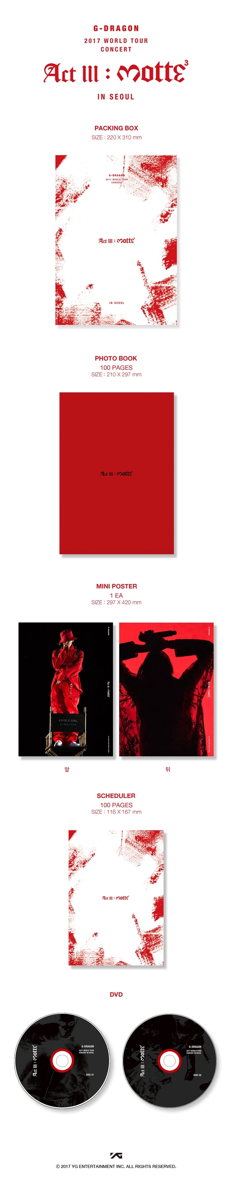 GD-[2017 G-Dragon Concert Act III, M.O.T.T.E In Seoul] DVD+Poster(On)+Card+etc