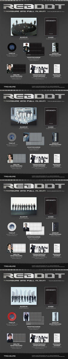 TREASURE [REBOOT] 2nd Full Album YG TAG 4 Ver SET/4 Tag LP+