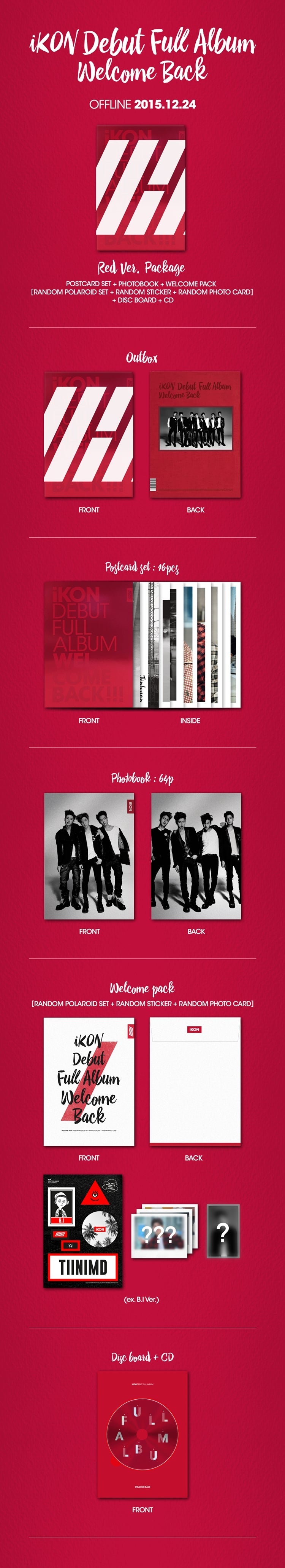 iKON - [WELCOME BACK] (Debut Full Album RANDOM Version