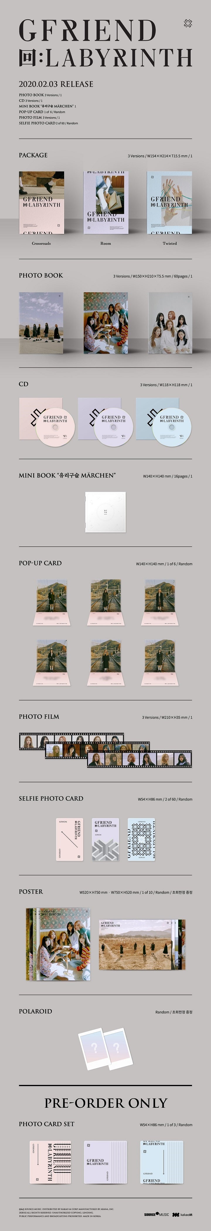 1 CD
1 Photo Book (60 pages)
1 Mini Book (16 pages)
1 Pop Up Card
1 Photo Film
2 Selfie Phohto Cards