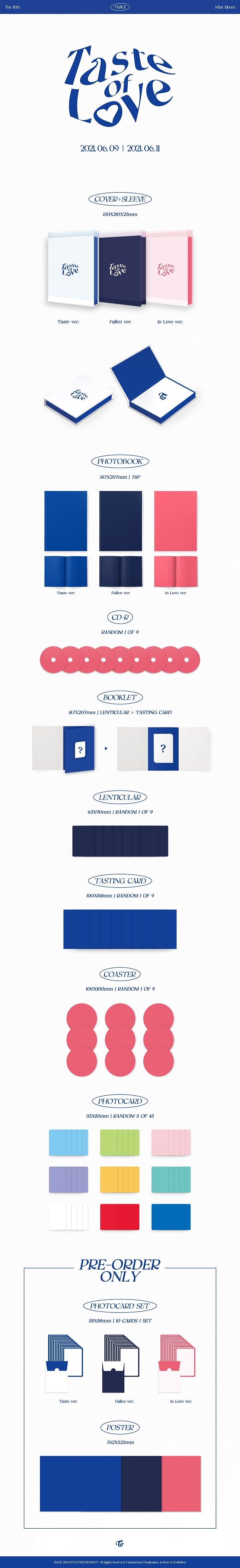 1 CD (random out of 9 kinds)
1 Photo Book (76 pages)
1 Booklet
1 Lenticular Card (random out of 9 kinds)
1 Tasting Card (r...