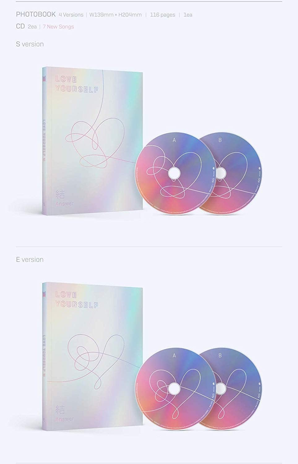 2 CD
1 Photo Book (116 pages)
1 Mini Book (20 pages)
1 Photo Card (random out of 28 pages)
1 Sticker Pack