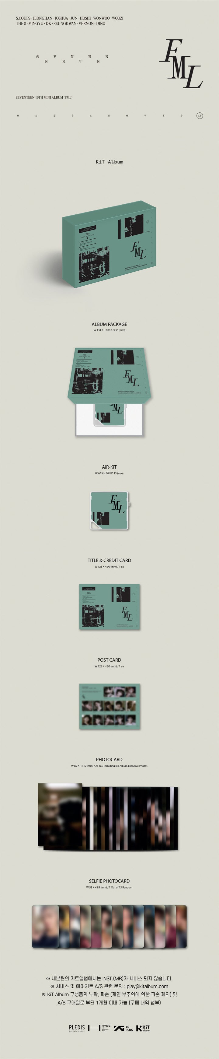 1 AiR-KiT 1 Title and Credit Card 1 Postcard 26 Photo Cards (KiT Album exclusive photos) 1 Selfie Photo Card (random out o...