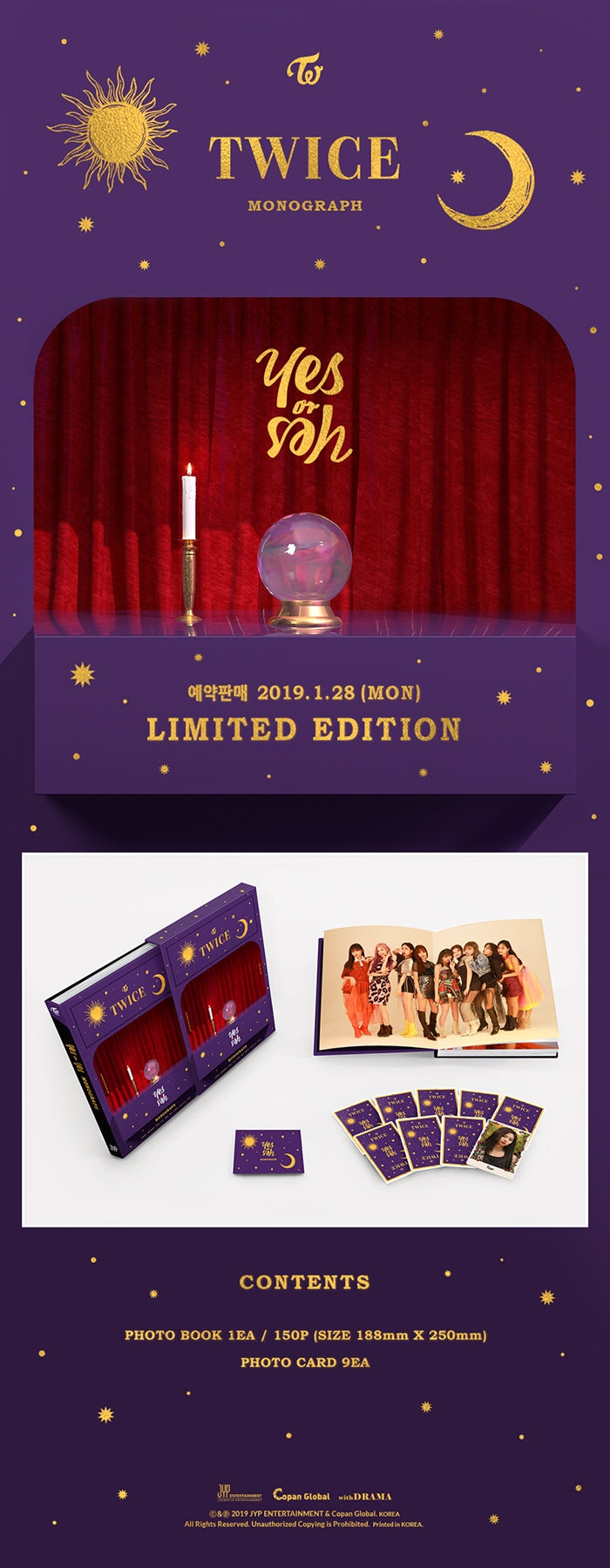 TWICE MONOGRAPH YES or YES TWICE 6th mini album YES or YES production story TWICE MONOGRAPH 150p photo book + 9 photo card...