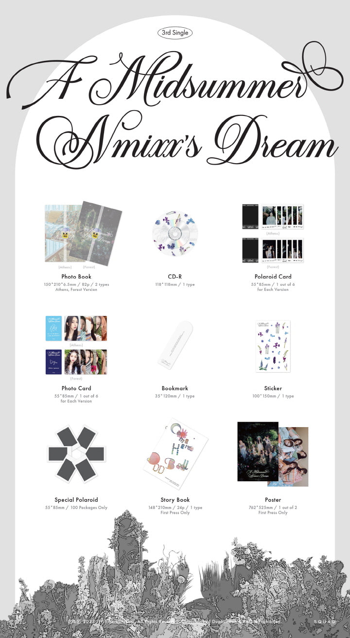 1 CD
1 Photo Book (82 pages)
1 Polaroid Card (random out of 6 types)
1 Photo Card (random out of 6 types)
1 Bookmark
1 Sti...
