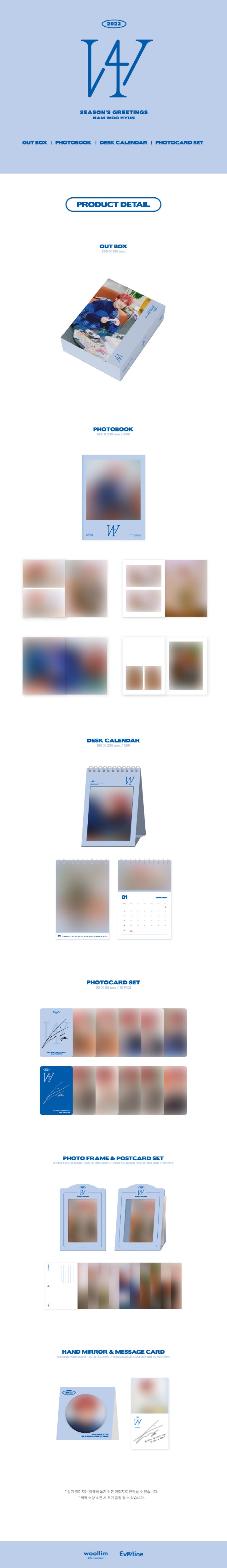 1 Photo Book (68 pages)
1 Desk Calendar
1 Photo Card Set (10 cards in a set)
1 Photo Frame & Postcard Set (10 cards in a s...