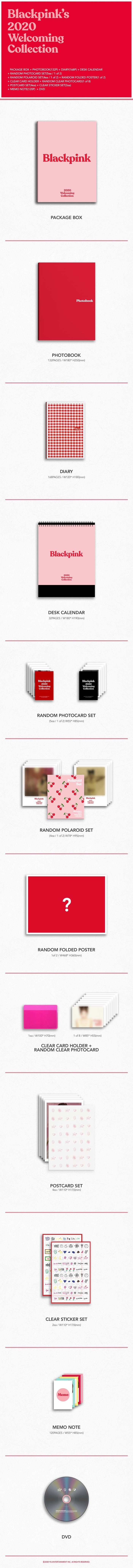 BlackPink '2020 Welcoming Collection' DVD+1P Folded Poster On Pack+132p PhotoBook+168p Diary+32p Calendar+5p PhotoCard+4p ...