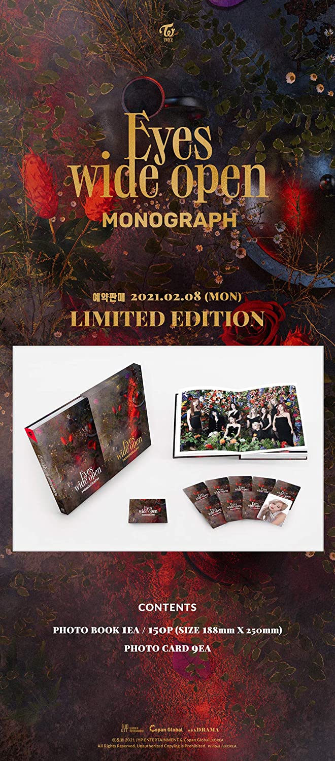 TWICE MONOGRAPH EYES WIDE OPEN The making of TWICE's 2nd full album EYES WIDE OPEN TWICE MONOGRAPH 150p photo book + 9 pho...