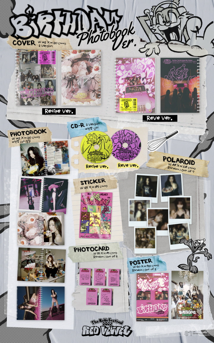 1 CD
1 Photo Book
1 Sticker
1 Photo Card (random out of 5 types)
1 Polaroid (random out of 7 types)