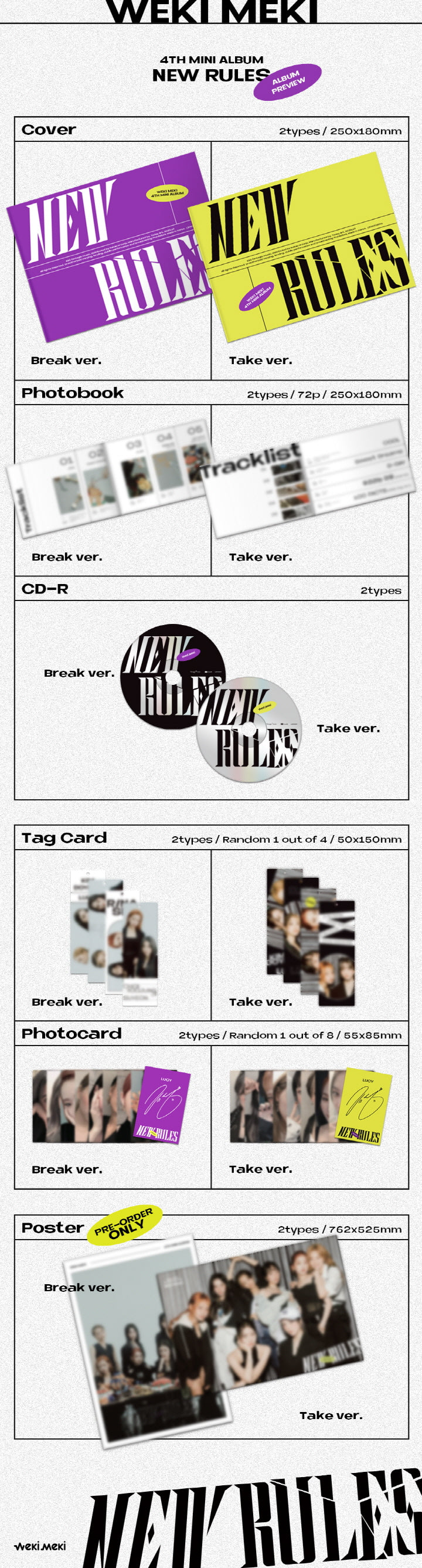 1 CD
1 Photo Book (72 pages)
1 Tag Card
1 Photo Card