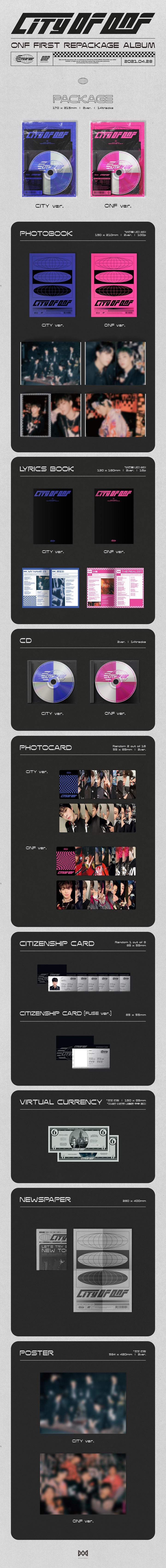 1 CD
1 Photo Book (100 pages)
1 Lyrics Book (16 pages)
2 Photo Cards (random out of 18 types)
1 Citizenship Card (random o...