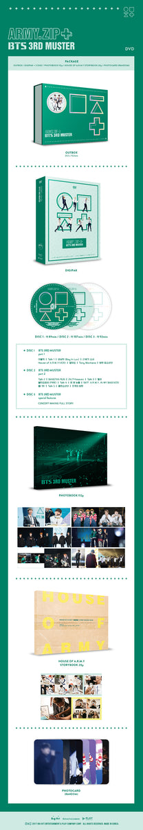 BTS - [ARMY.ZIP+] (3RD MUSTER DVD (3 DISC)) – kpopalbums.com