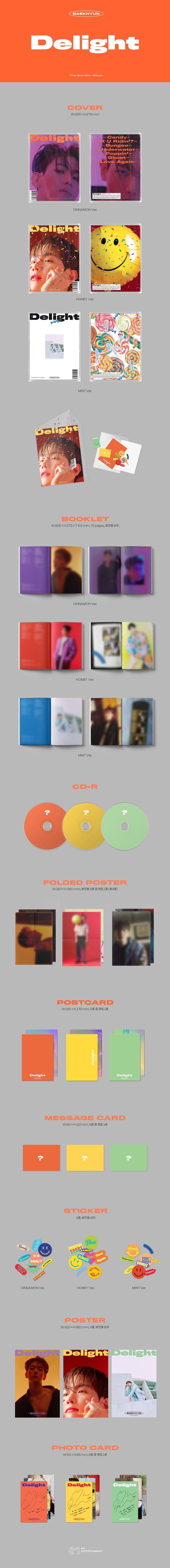 1 CD
1 Folding Poster
1 Booklet (72 pages)
1 Post
1 Photo Card
1 Message
1 Sticker