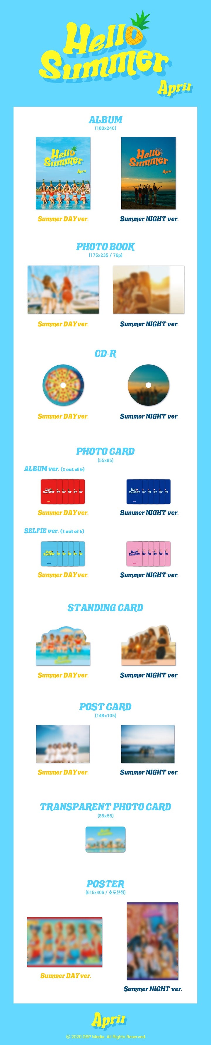 1 CD
1 Photo Book
2 Cards
1 Post
1 Standing
1 Transparent Card