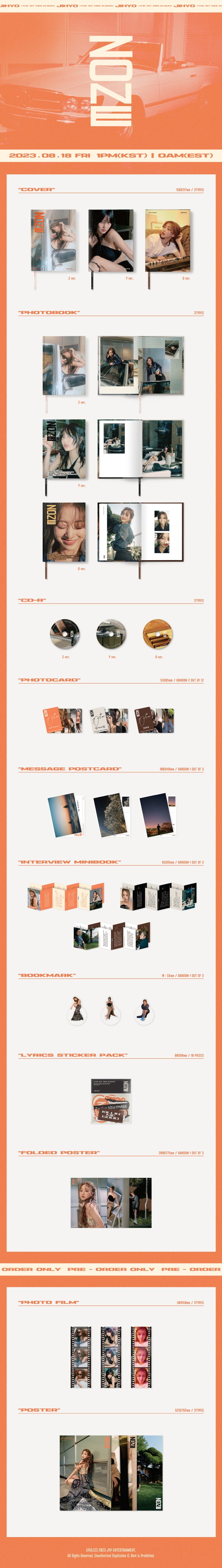 1 CD
1 Photo Book
2 Photo Cards (random out of 12 types)
1 Message Postcard (random out of 3 types)
1 Interview Mini Book ...