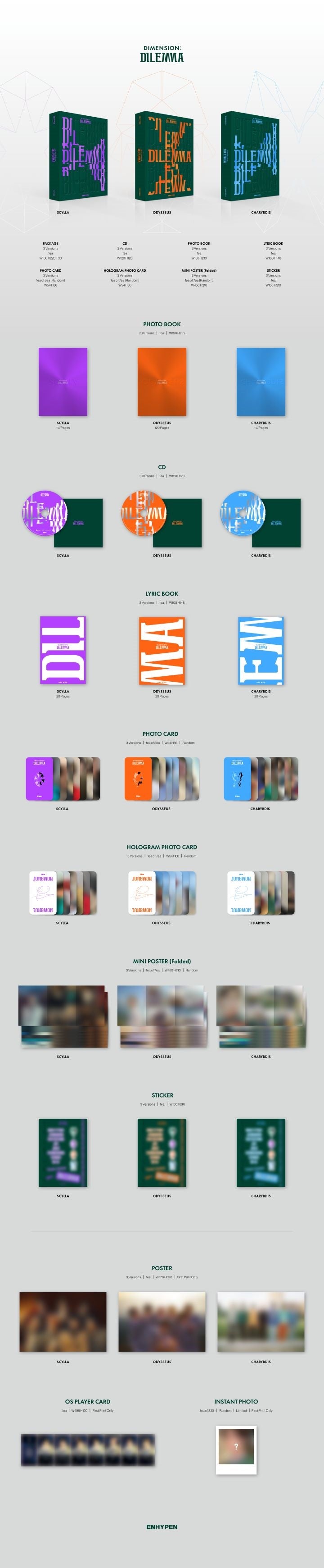 1 CD
1 Photobook (112 / 120 pages)
1 Lyric Book (20 pages)
1 Photo Card (random out of 8 types)
1 Hologram Photo Card (ran...